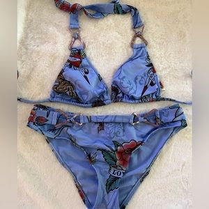 Lucky Brand Blue tattoo style size Small